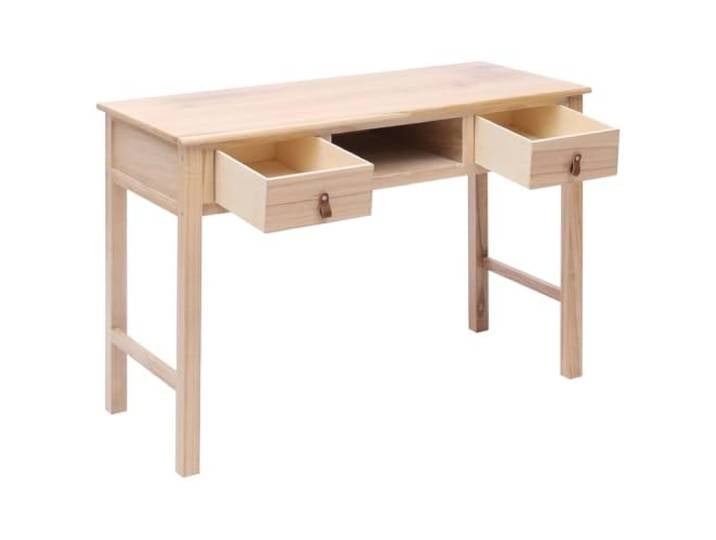 HKLGBVCR Schreibtisch, Natur, 110 x 45 x 76 cm, Holz 2 Schubladen, 1 offenes Fach, Paulownia- und Pappelholz, Konsolentisch, Computertisch, Beistelltisch,