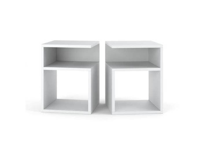 Lot De 2 Table de Chevet - Mirabilesse - Table de nuit - Blanc Mat - 32x41x30