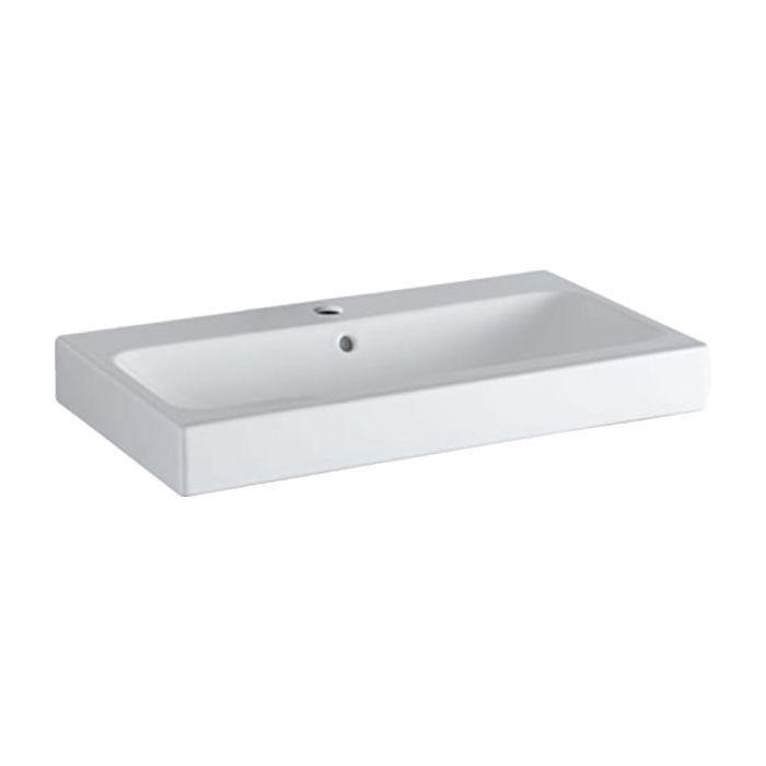 Geberit iCon Waschtisch 124075600 75 x 48,5 cm, weiß KeraTect, mit Hahnloch, mit Überlauf