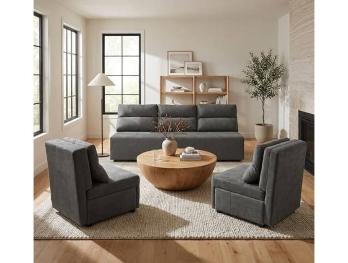 Family Meble Kimo Sitzgruppe, Sofa und 2 Sessel – Dunkelgrau – 29