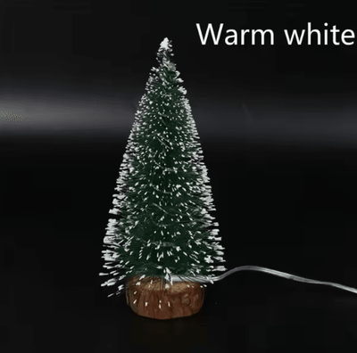 Inspire Curations 1pc LED Light Mini Artificial Christmas Trees Decorations Festival Tabletop Miniature Snow Frost Xmas Tree Decor 4Sizes warm White 30cm