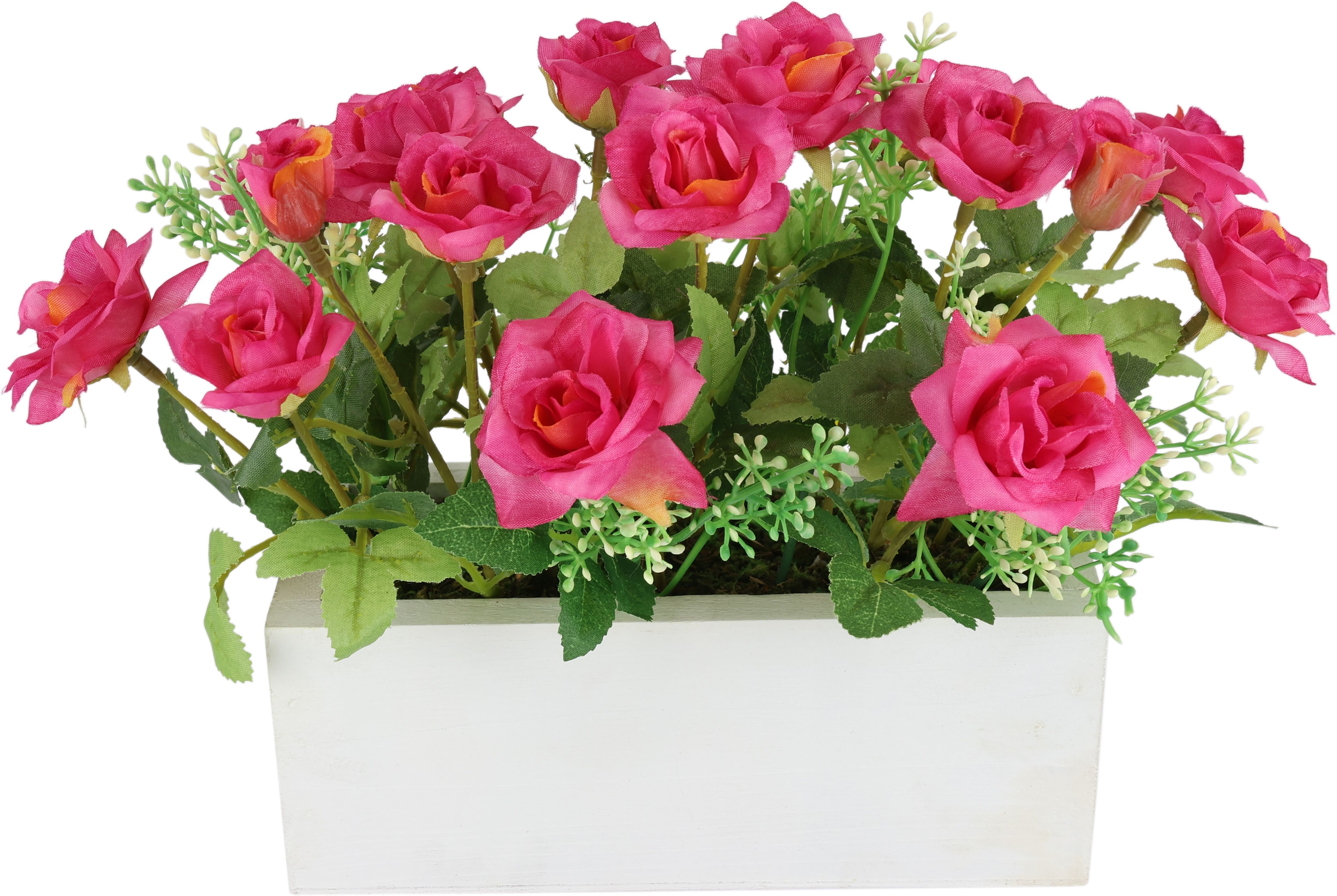 Kunstblume I.GE.A. "Wildröschen im Holzkasten", pink (rosa), Kunstpflanzen, Kunstblume