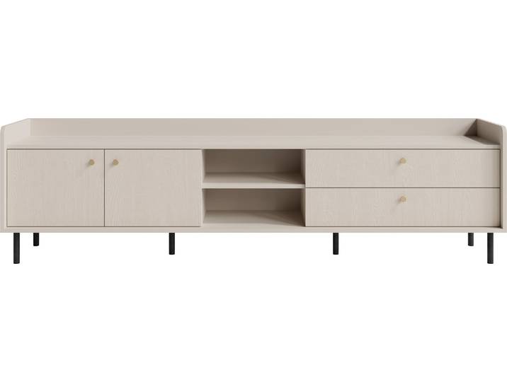 Masseno Lowboard ASTREA 210 cm Fernsehschrank mit 2 Schubladen und 2 Türen TV-Schrank für Wohnzimmer Modern 210x42x59 cm Beige