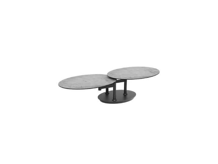 Ausziehbarer, flexibler Design Keramik Couchtisch „Alba Roulette“ Keramik Silver Akante Design