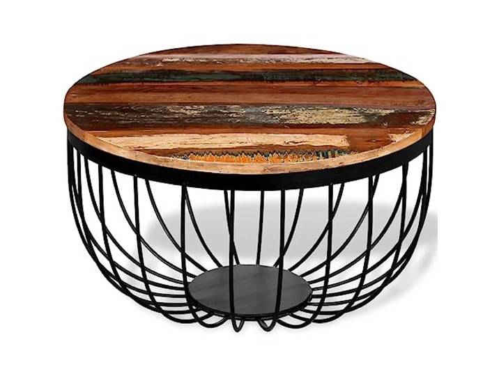 RJPLMFV Couchtisch aus massivem Holz Industrieller Vintage-Stil, handgefertigt, Füße aus Eisen, Beistelltisch oder Nachttisch