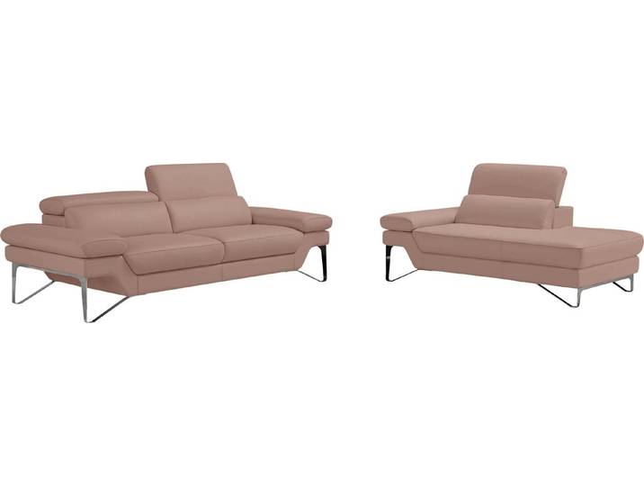 Egoitaliano Polstergarnitur Princess Design und Sitzkomfort im Einklang, bequem und hochwertig, Set aus 2,5 Sitzer und freitehende Ottomane, Kopfstützen verstellbar