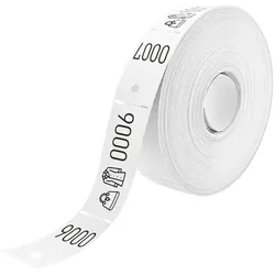 CombiCraft Garderobenummern auf Rolle Weiß mit Tasche-/Jacke Symbol - 500 Abrisse pro Rolle
