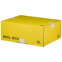 VEPATIM 20x Versandkarton 460x333x174mm MAILBOX XL mit Steckverschluss wiederverschließbar gelb