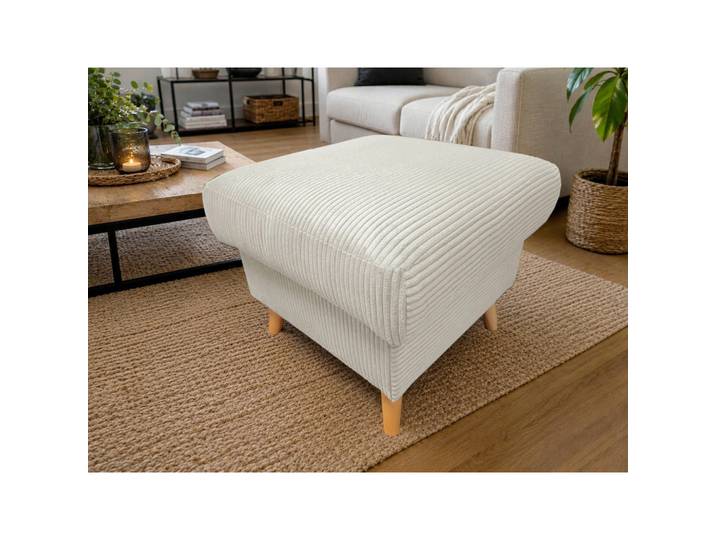 P & B Hocker Valentina, Beige, Holz, Buche, Uni, rechteckig, 61x43x61 cm, Stoff-/Lederauswahl, erweiterbar (Typenauswahl), Wohnzimmer, Hocker, Sitzhocker