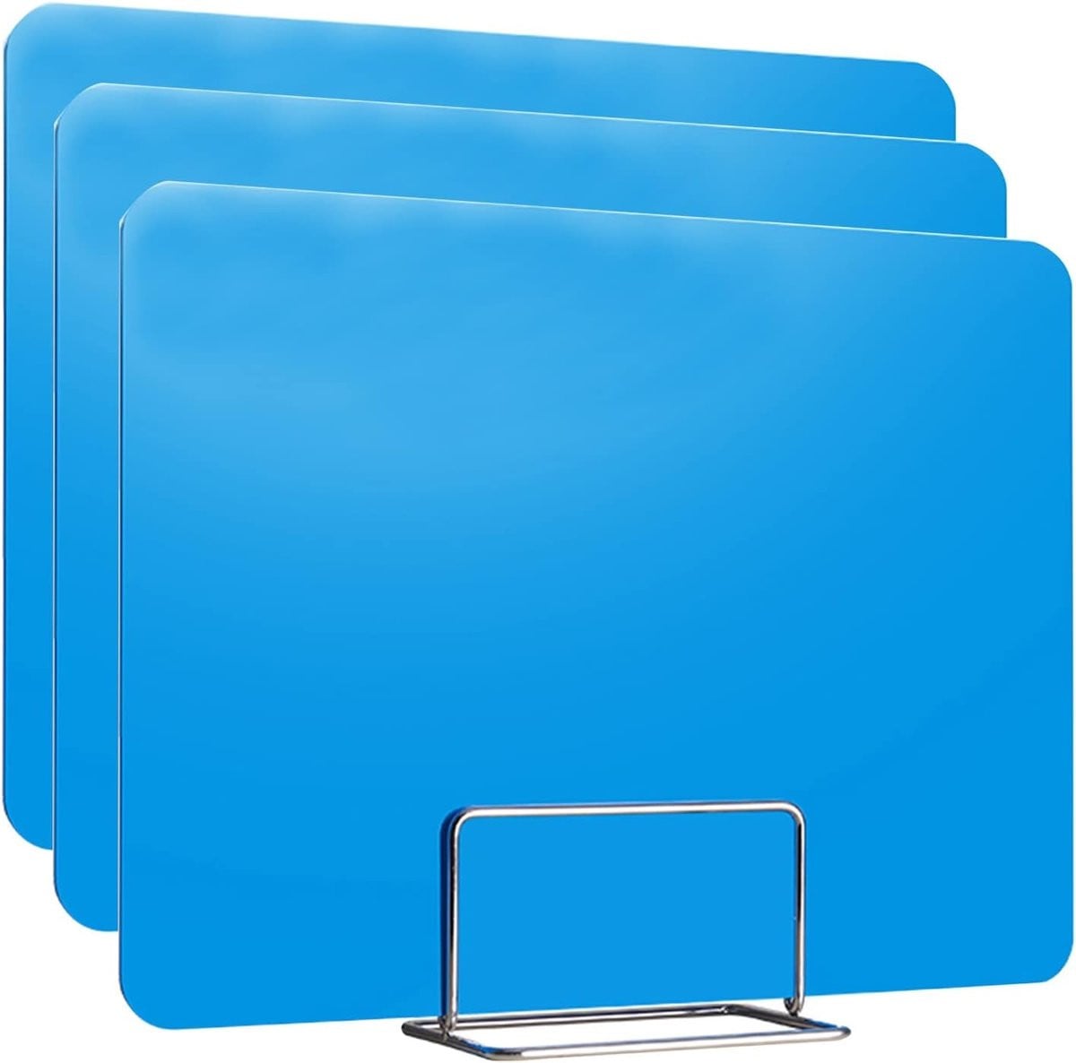 Set van 3 blauwe privacy schermen voor bureauverdeling