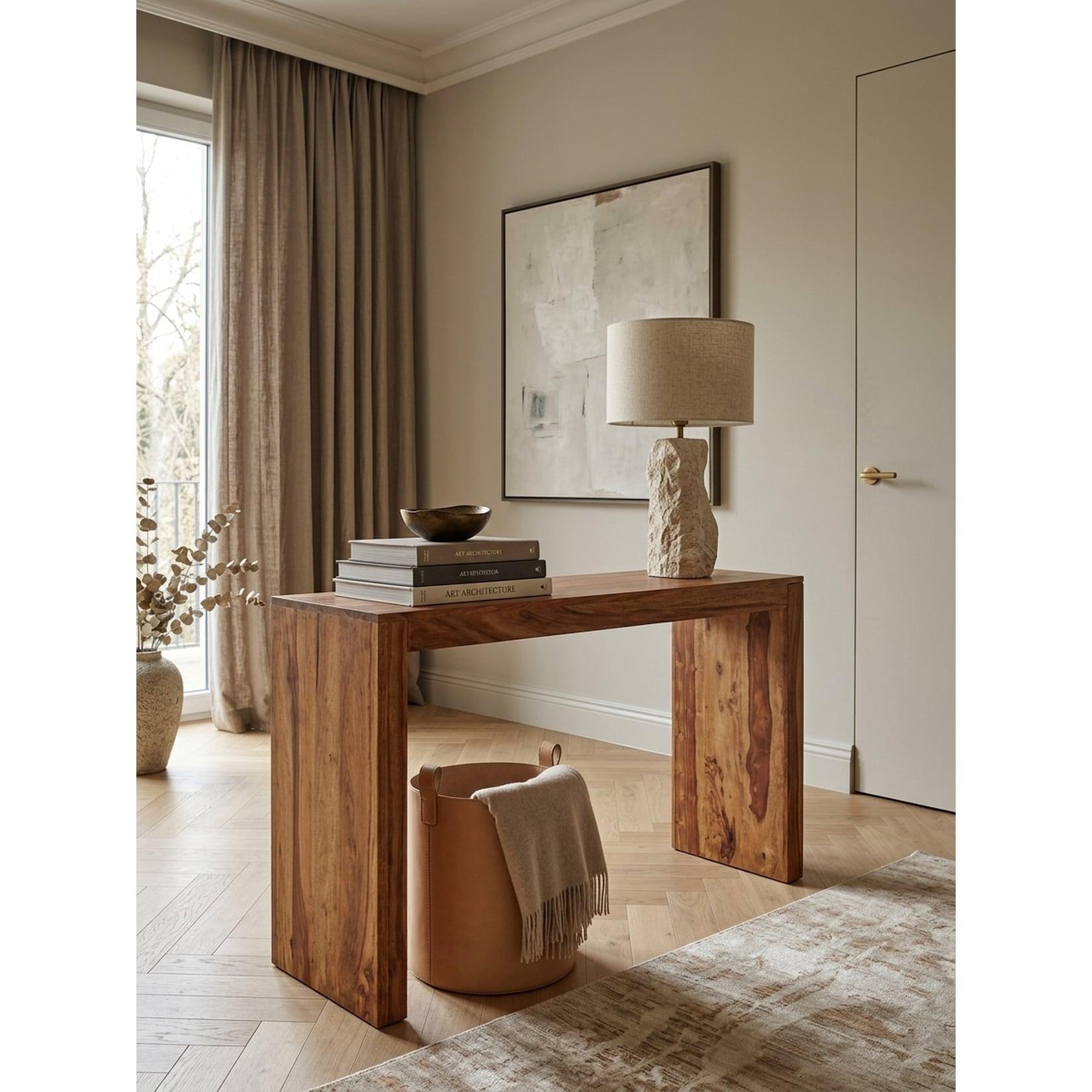 Konsolentisch – Massivholz, 115x40x75 cm, schmal, mit Schubladen