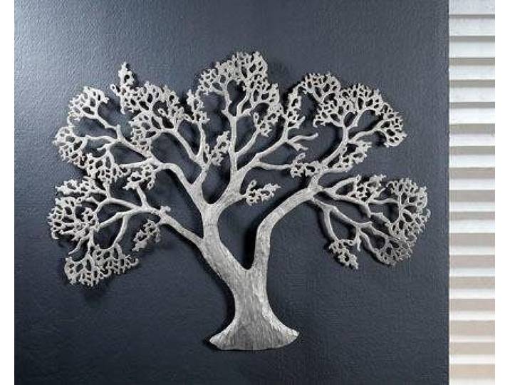 Wanddekoobjekt GILDE Wandrelief Baum, silber , silber (silberfarben), B:78cm H:62cm T:3cm, Metall, Wanddekoobjekte, Wanddekoobjekt, Wanddeko, aus Metall, dekorativ im Esszimmer & Wohnzimmer