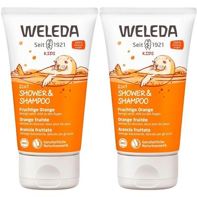 2x Weleda Kids 2in1 Shower & Shampoo fruchtige Orange 2x150 ml Duschgel