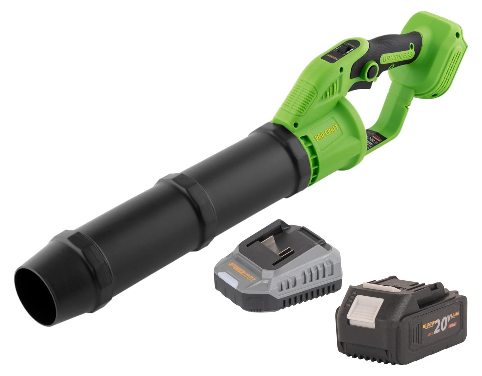 Procraft PB24bb Accu Bladblazer 20 V Borstelloos met 1x 4,0 Ah Accu en Oplader