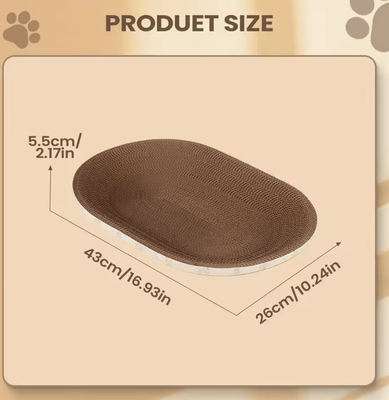 Inspire Curations Oval Corrugated Cat Scratcher Bed & Lounge 43x26cm