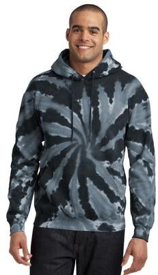 Port & Company PC146 Tie-Dye Pullover Hooded Sweatshirt in Black size 2XL   Polyester Blend
