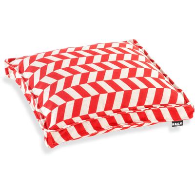 Sitzkissen H.O.C.K. "Gumer No 5", rot (rot, gemustert), B:40cm H:5cm L:40cm, Polyacryl, Dekokissen_Sitzkissen_Kissenhüllen, Sitzkissen, mit schicker grafischer Musterung