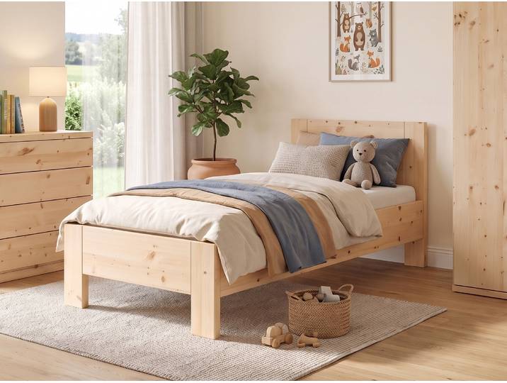 Kinder- & Jugendbett „Bianca“ Zirbe 100 x 190 cm Massivholz Zirbe