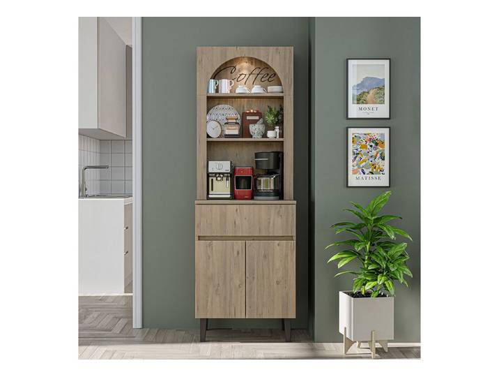 Roomart Küchenregal VENEDIK Küchenschrank 60 cm, Buffet, Schublade in 4 Farben, Buffet- & Mehrzweckschrank, LED Bogennische, Schublade, 4 Farben, 18 mm Platten