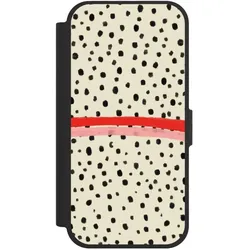 Nivocase Klapphülle für Apple iPhone 17 Handyhülle aus Kunst Leder NIVOflip schwarz Kunst Punkte Streifen (Apple iPhone 17), Smartphone Hülle, Schwarz