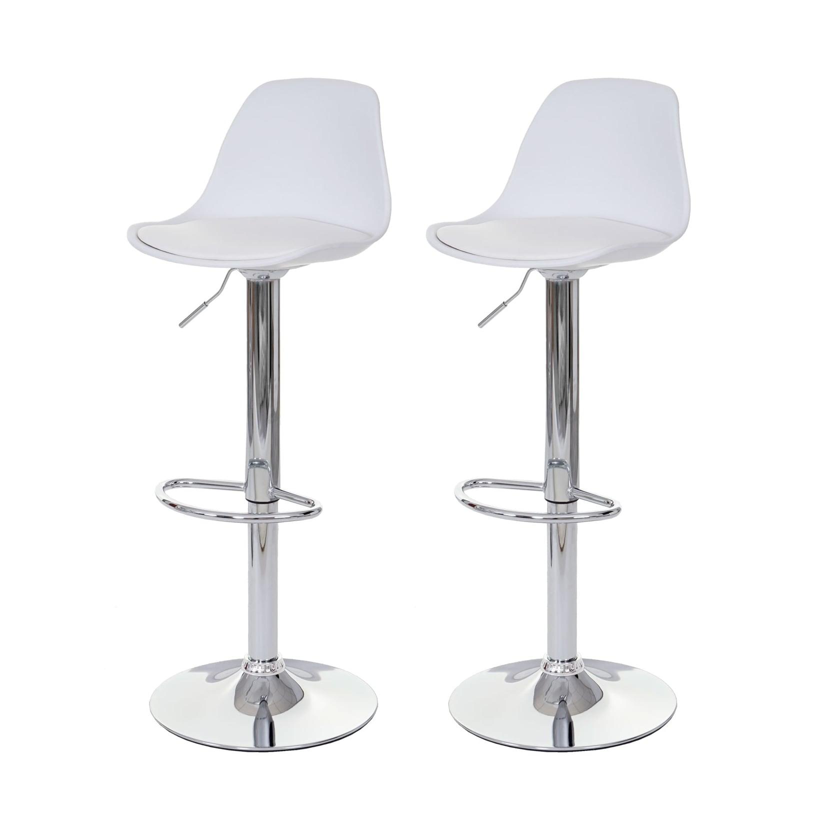 2er-Set Barhocker MCW-B14, Tresenhocker Barstuhl Drehhocker, Kunstleder ~ weiß