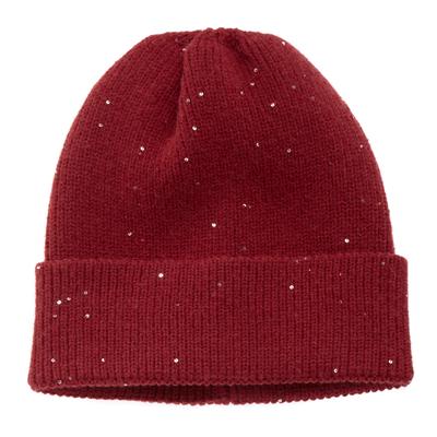 Strickmütze LASCANA, Damen, blau (rot), Kunstfaser, leicht glänzend, unifarben, Mützen Strickmütze, Beanie, Wintermütze, Wollmütze, Mütze mit Umschlag