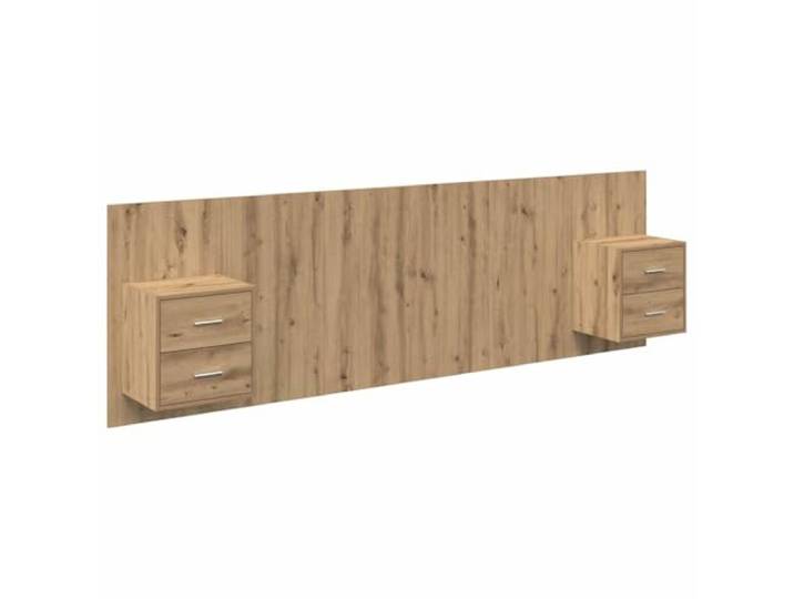 Kopfteil mit Nachttisch, 3-teilig, Eichenholz, handgefertigt Integrierte Schränke, Wandmontage, minimalistische Linien, glatte Oberfläche, moderner Stil