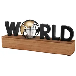 WellHome - LED-Textlampe „Welt“ – Moderne Dekoration aus MDF und Eisen 38x8x15cm