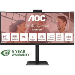 AOC CU34E4CW (3440 x 1440 Pixel, 34"), Monitor, Schwarz