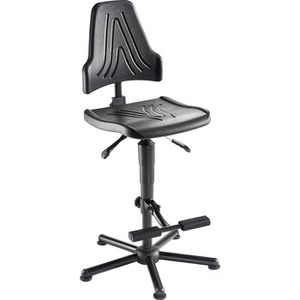 meychair Arbeitsstuhl W19-25-H-PU-AH2, XXL schwarz, Bodengleiter & Fußablage, PU-Schaum, bis 250 kg