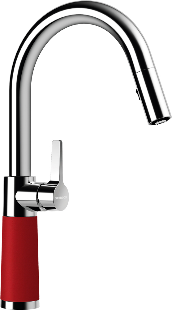 SCHOCK Armatur SC-520 in ROUGE mit Zugauslauf / CRISTADUR