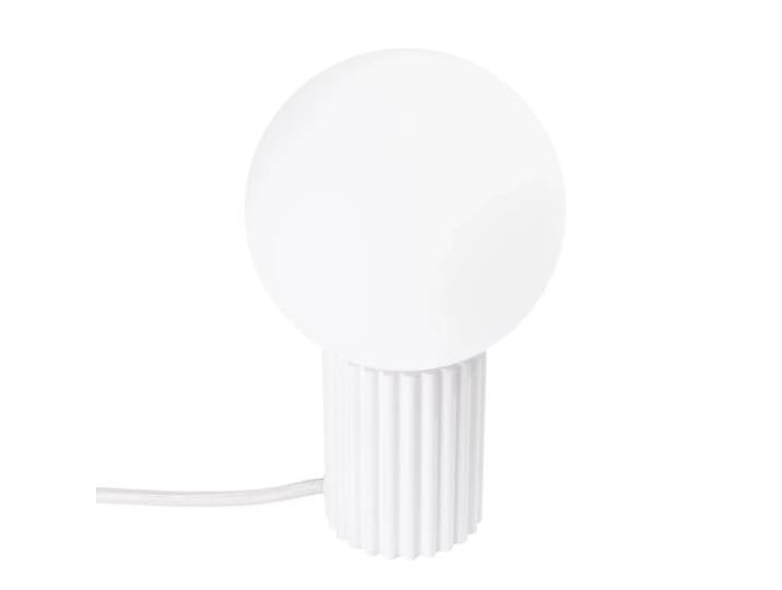 Lampe de table avec relief blanc et sphère en verre