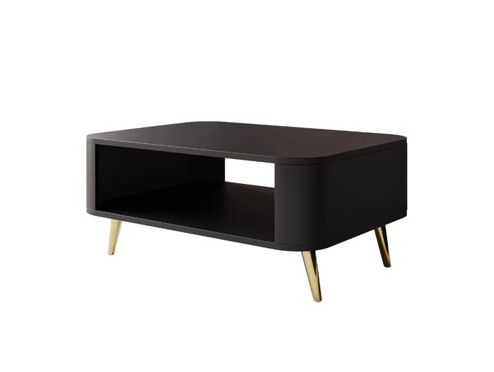 Couchtisch SHADOW II mit Ablage unter der Tischplatte, schräge Füße, goldfarben