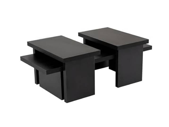 Modernes schwarzes Couchtisch-Set (2 Teile), 100% melaminbeschichtete Spanplatte, großer Tisch: 110x30x45 cm, Kleiner Tisch: 25x39x60 cm stilvolles & funktionales Design für Moderne Wohnräume
