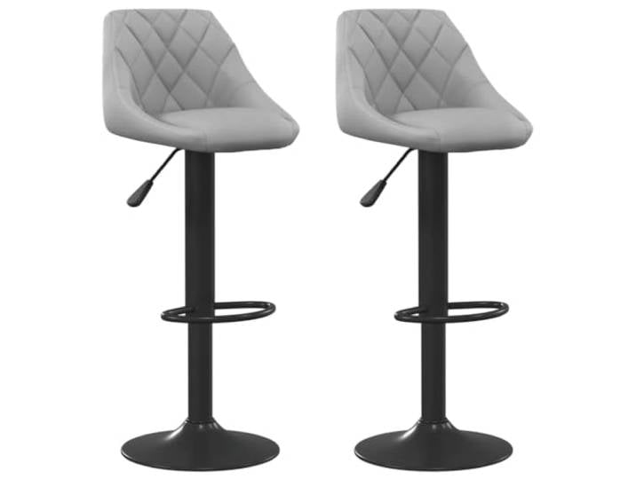 Barhocker, Velours, hellgrau, 2-teilig, mit 360° Drehgelenk und Samtiger Sitz, schwarz lackierter Stahlrahmen, Gasdruckfeder, für Bar oder Esszimmer, maximale Belastung 110 kg
