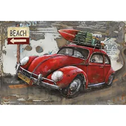 3D Metallbild Auto mit Gepäck