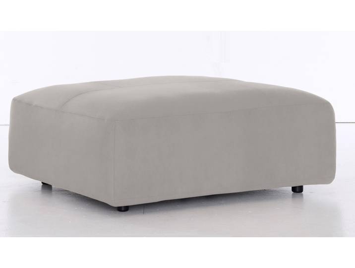Hocker, 120x120 cm, Flachgewebe & Leder, Grau, Mit Kontrastnaht, Landhaus, Musterring