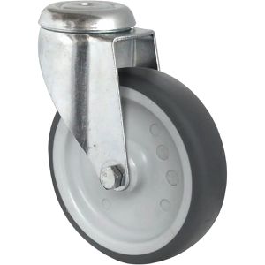 CASCOO Apparaterolle Serie P2T2, mit Rückenloch, 80 mm Ø, Tragkraft 80 kg, Lenkrolle aus TPE
