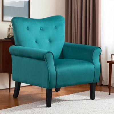 "28.5"" Polyester Mid-Century Modern Wingback Accent Chair with Sturdy Wood Legs and High-Back Padded Club Design"