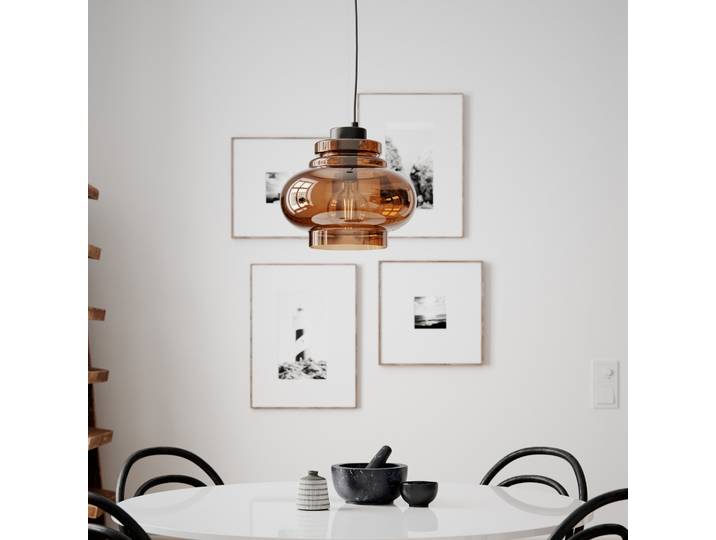 Suspension Dolores Ø30 Brandy - By Rydéns - Salon / séjour - Scandinave - Verre - Avec abat-jour