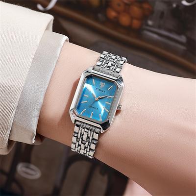 Fusion Finds Minimalist Square Women's Quartz Watch With Silicone Strap Casual Fashion Wristwatch blue 1