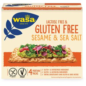 Wasa Knäckebrot Sesame & Sea Salt, gluten-, laktosefrei & vegan, 4 Frischepacks à 60 g, 240 g