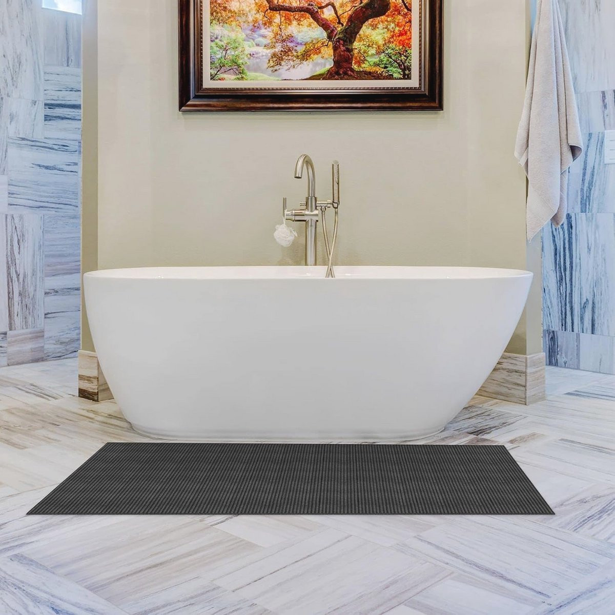 ANRO Badmat, zachte antislip schuimmat voor de badkamer, Rood/Bordo, 65 x 100 cm