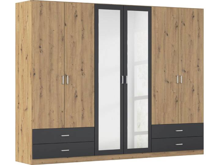 rauch Drehtürenschrank Kleiderschrank Schrank Garderobe Wäscheschrank BORBONA (Breiten 226/271 cm, Höhe 210 cm) in 2 Breiten, mit Spiegel und vielen Farbkombinationen MADE IN GERMANY