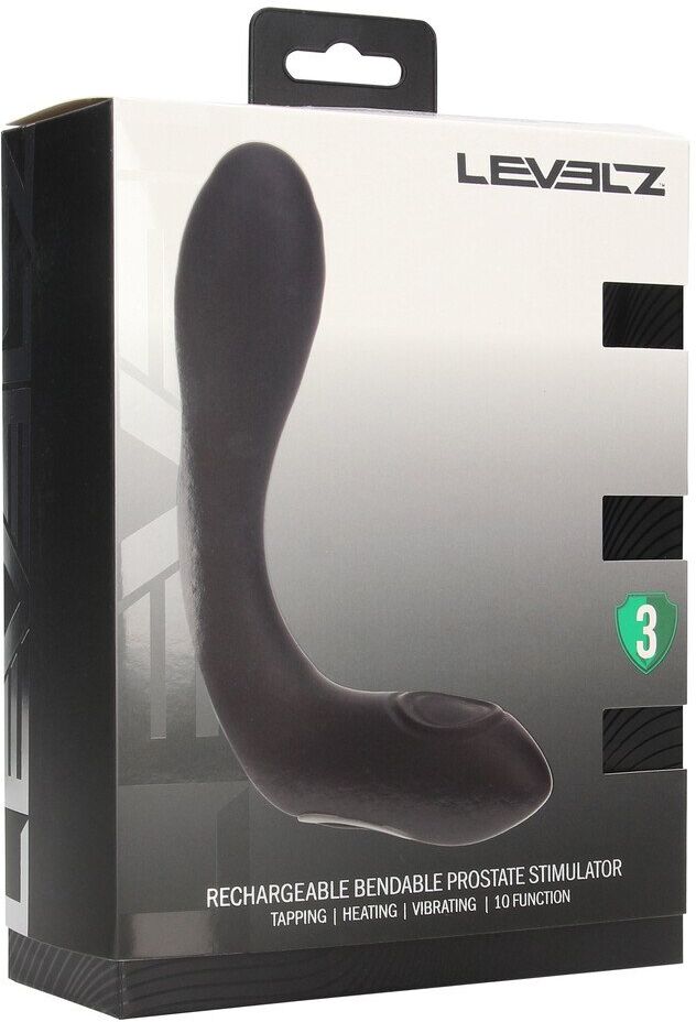 Levelz Stimulateur prostatique en silicone vibrant, chauffant et flexible - Noir