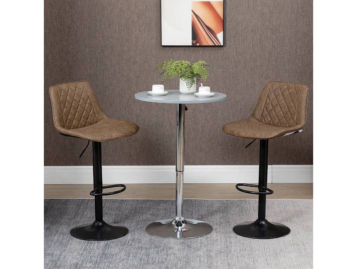 HOMCOM 2 Tabourets Bar Pivotants Réglables Similicuir Marron