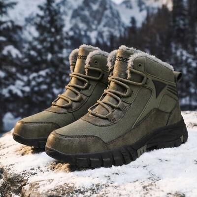 LightInthebox Men's Green Winter Boots High Top Snow Hiking Shoes Rugged Outdoor Style Comfortable Footwear for Mature Men Hiking Travel Camping and Winter Activities