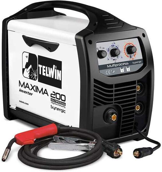 Telwin Maxima 200 Synergic - Saldatrice Inverter Multiprocesso (MIG-MAG/FLUX/BRAZING/MMA/TIG LIFT) - GAS/NO GAS