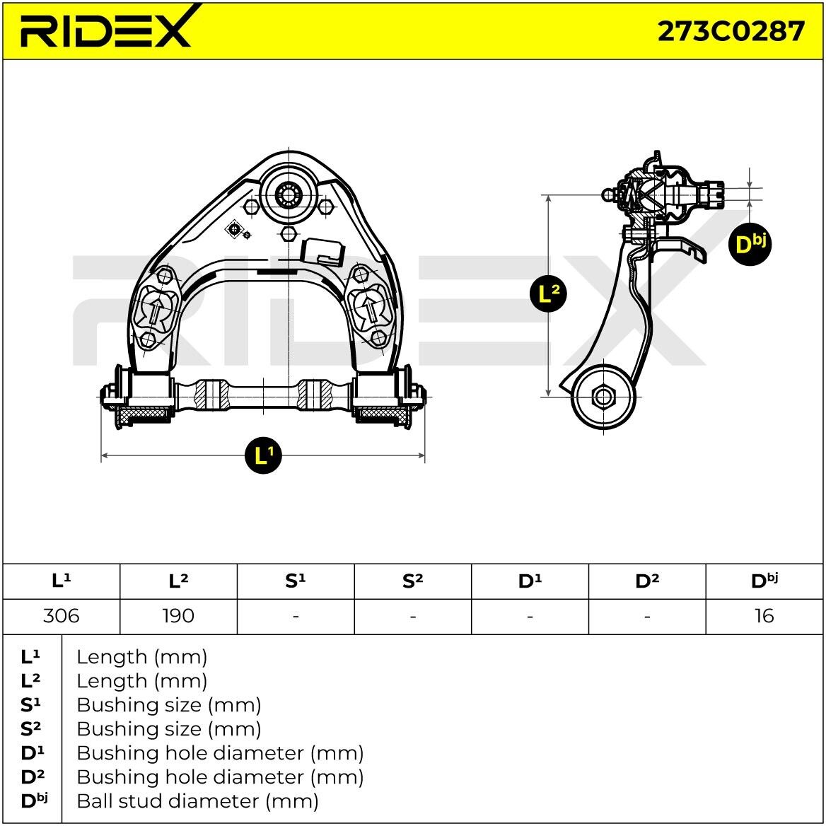 RIDEX 273C0287 Querlenker