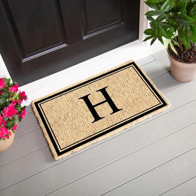 Evergreen "28 in. x 16 in. Monogram Coir Mat, Letter ""H"""